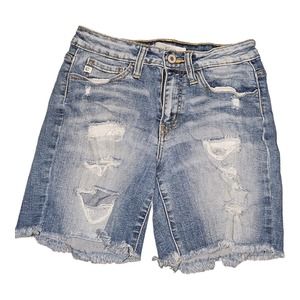 Kancan Jean Shorts Women's W3/25 Mid-Rise Distressed